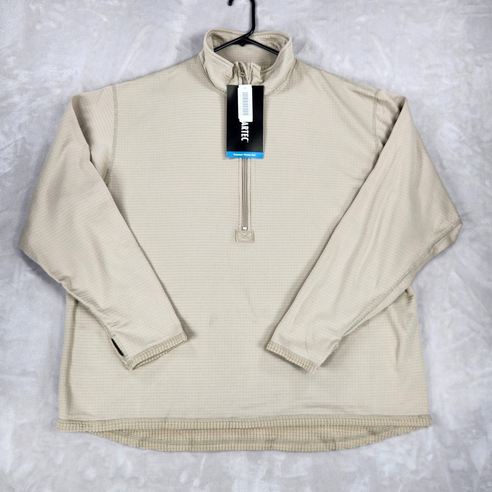 Polartec Pullover Mens 2XL Beige Power Dry Fleece 1/4 Zip Cold Weather Gen III